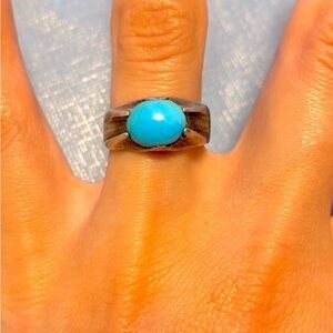 Real Silver with Blue Turquoise Stone